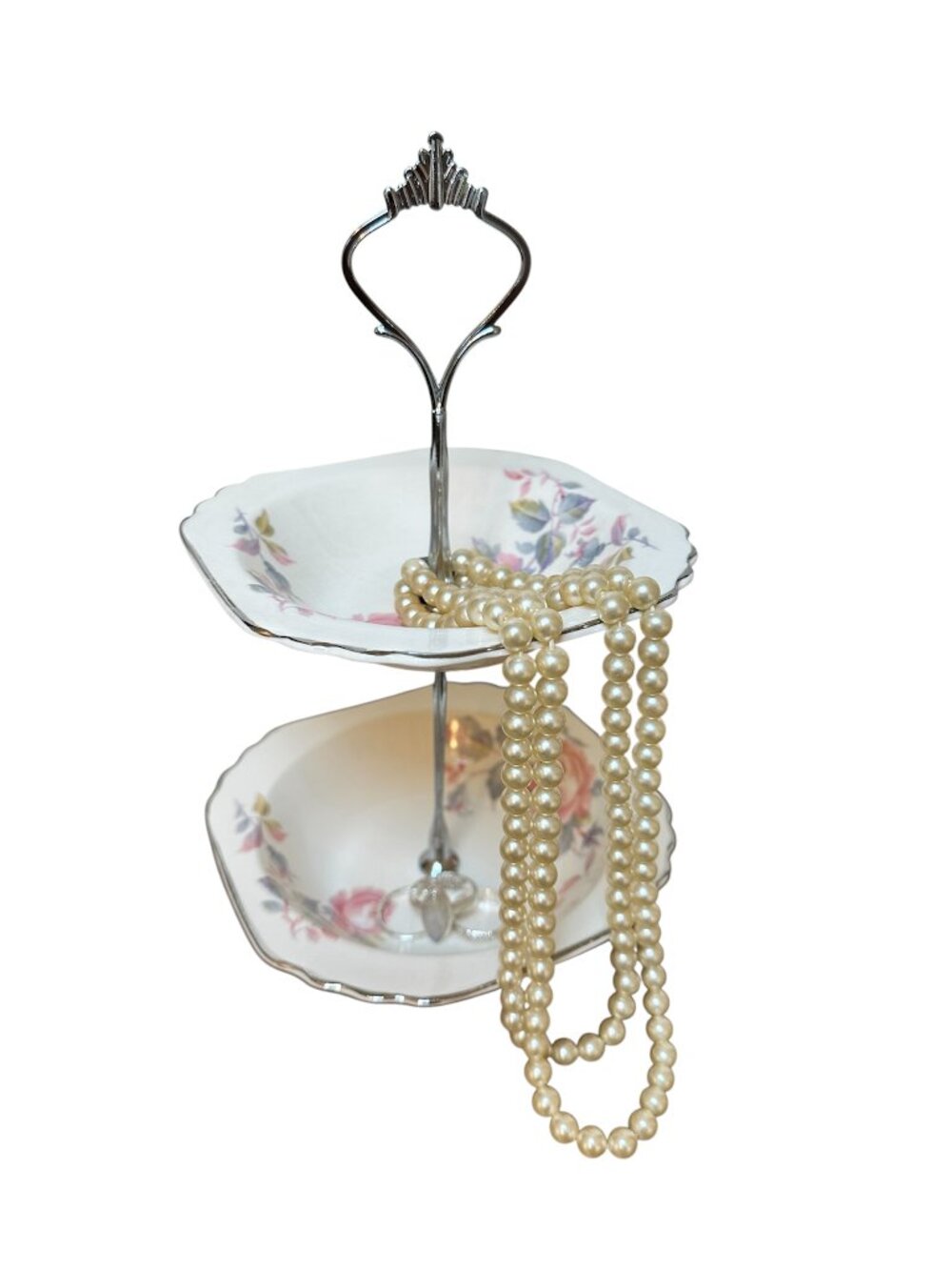 HANDMADE Vintage Limoges Rose Marie Bowl Two Tier Trinket / Jewelry Dish 3M133